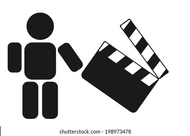 abstract character holding clapperboard