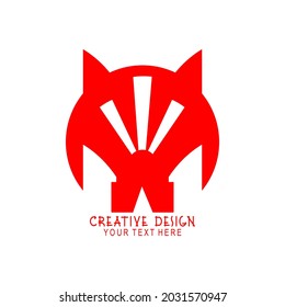 Abstract character logo printed on paper and placed on white background. red cartoon character logo symbol mascot illustration, suitable for high performance product symbol