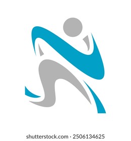 abstract character of running man pose illustrations sporty run logo vector design template
