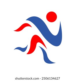 abstract character of running man pose illustrations sporty run logo vector design template