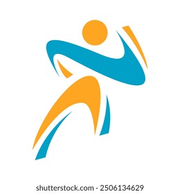 abstract character of running man pose illustrations sporty run logo vector design template