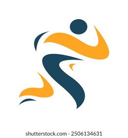 abstract character of running man pose illustrations sporty run logo vector design template