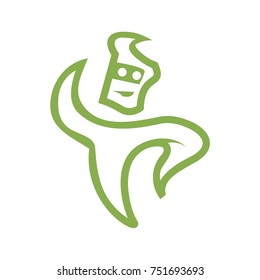 abstract character shows arms logo, outline of strong abstract character, logo design, isolated on white background. 