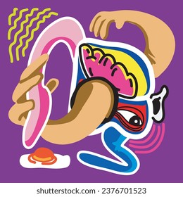 Abstract character that define humans, in different shape and activity.