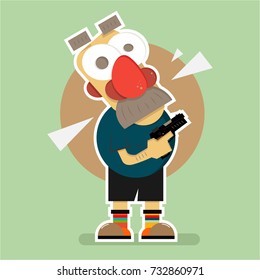 Abstract character vector illustration with the gun in his hand