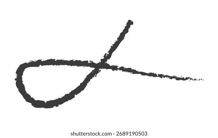 Abstract charcoal drawing of a loop with a trailing line