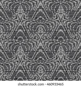 Abstract charcoal flecked glitch geometric motif. Seamless pattern.