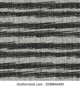 Abstract Charcoal Grained Striped Brushed Textured Background. Seamless Pattern.