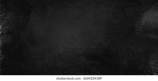 Abstract charcoal wall texture with light reflection. Vector realistic illustration of black background with rough surface, old paint on grungy dark color wall, weathered chalkboard, loft design