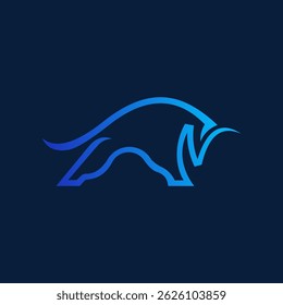 Abstract Charging Bull Outline Strength Logo Design