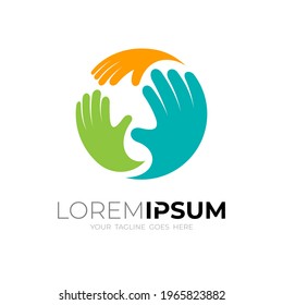 Abstract charity logo with circle hand design combination