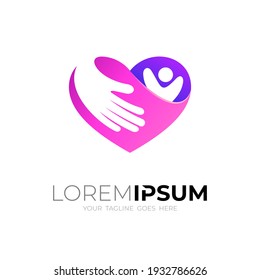 Abstract charity logo with love and people logos, love hand icons