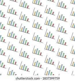 abstract chart background for wallpaper, fabric, textile, presentation, wrapping paper and gift. seamless pattern with thin outline bar chart isolated on white background. hand drawn vector.