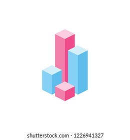 Abstract chart blocks isometric 3d icon