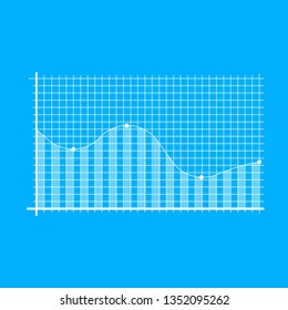 Abstract chart with uptrend line graph and numbers in stock market on gradient background. Trend lines, columns, market economy information background. Vector illustration