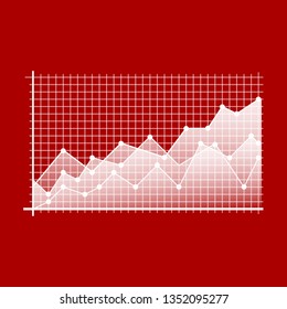 Abstract chart with uptrend line graph and numbers in stock market on gradient background. Trend lines, columns, market economy information background. Vector illustration