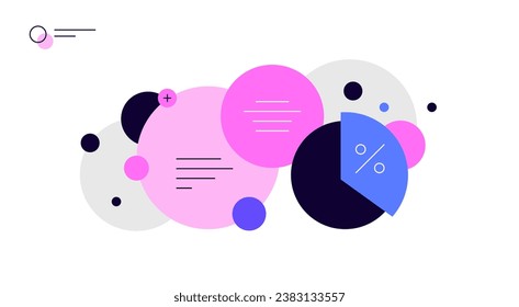 Abstract charts, bubbles with information place and pie chart. Simple flat infographic element. Vector file.