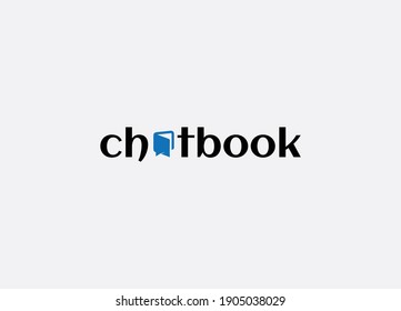 Abstract chat book typography minimalist emblem logo design