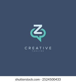 Abstract Chat Logo Design. Initial Z Letter Concept.