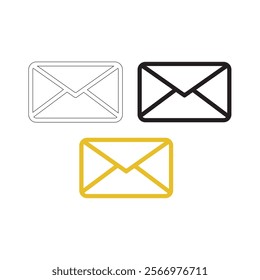 Abstract check E-mail or message icons on white background outline, silhouette, and color vector