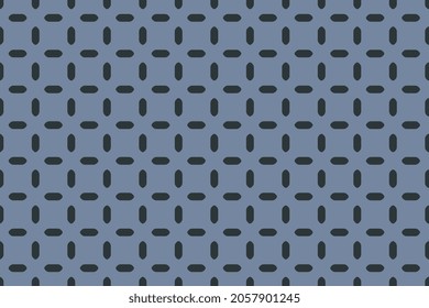 Abstract check foreground design alongated oval shapes elegant geo motif net pattern continuous grey blue background. Modern fabric stylish textile swatch man shirt, scarf, cravat all over print block