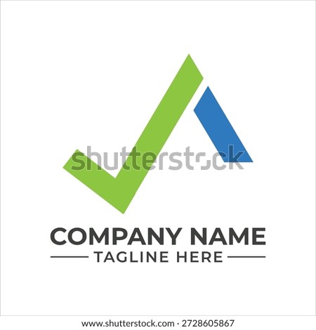 Abstract check mark and upward trend graphic logo