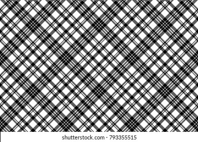 Abstract check pixel plaid seamless pattern black white. Vector illustration.
