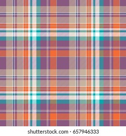 Abstract check plaid cotton texture seamless pattern. Flat design. Vector illustration.