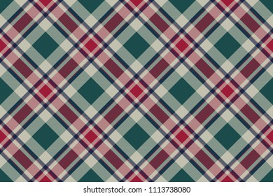 Abstract check plaid diagonal seamless fabric texture. Flat design. Vector illustration.