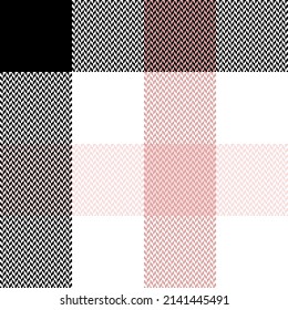 Abstract check plaid pattern in black, powder pink, white. Seamless large herringbone tartan for spring summer autumn winter flannel shirt, scarf, picnic blanket, other holiday textile print.