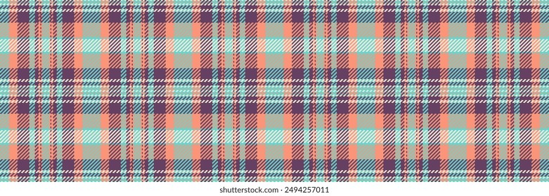 Abstract check textile pattern, cosy background texture fabric. Rectangle plaid tartan vector seamless in magenta and teal colors palette.