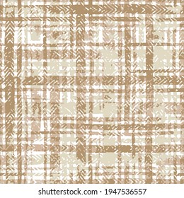 
Abstract check texture pattern vector in dark beige. Seamless dark herringbone tartan plaid pattern on white background.