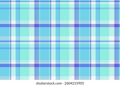 Abstract check vector texture, grungy pattern plaid seamless. Discount fabric textile background tartan in teal and cyan colors palette.
