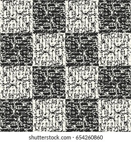 Abstract checked distressed textured background. Seamless pattern.