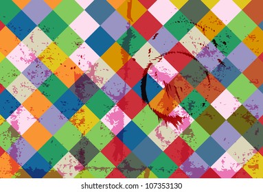 Abstract checker background with wine stains