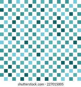 Abstract Checker Pattern of Random Pastel Blue Colors in White Background.
