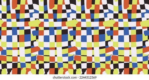 Abstract checker seamless pattern with mosaic casual brush strokes. Print and seamless surfaces, wallpaper, notebooks, pillows, cups, packaging, interior, textiles.