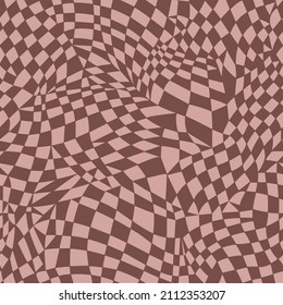 Abstract checkered background. Deformed cells geometric seamless pattern. Digital, mosaic and urban style pattern with polygonals. Optic grid minimal swatch.