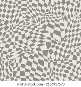 Abstract checkered background. Deformed cells geometric seamless pattern. Digital, mosaic and urban style pattern with polygonals. Optic grid minimal swatch.