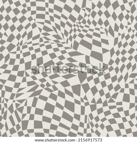 Abstract checkered background. Deformed cells geometric seamless pattern. Digital, mosaic and urban style pattern with polygonals. Optic grid minimal swatch.