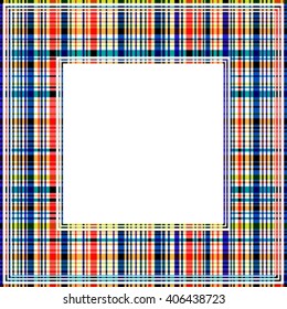 Abstract checkered border with blue and red colors.