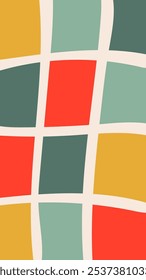 Abstract Checkered Christmas Background. Vertical 1920x1080 ratio Holiday backdrop with twisted curvy texture. Vector illustration