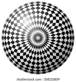 Abstract checkered circle element on white. Radiating squares mapped in a circle.