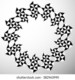 Abstract checkered circular element with edgy, marble like pattern