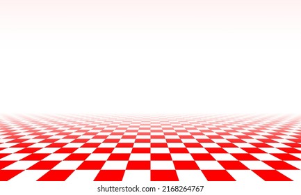 Abstract checkered floor in surreal interior. Room with no horizon and tiled floor.