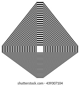Abstract checkered geometric element, structure on white