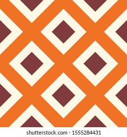 Abstract checkered geometric seamless pattern with rhombuses. Striped square mosaic, tile background, wrapping paper. Vector illustration.     