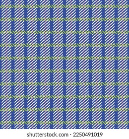 Abstract Checkered Gingham Style Vector Stripes Seamless Pattern Plaid Look Diagonal Textured Lines Trendy Fashion Colors Perfect for Allover Fabric Print or Wrapping Paper Royal Blue Green Tones