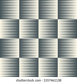 Abstract checkered halftone geometric seamless pattern with triangles. Striped mosaic, tile background, wrapping paper. Vector illustration.     