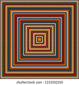 Abstract Checkered Knitted Sweater Pattern. Vector Seamless Background. Wool Knit Texture Imitation